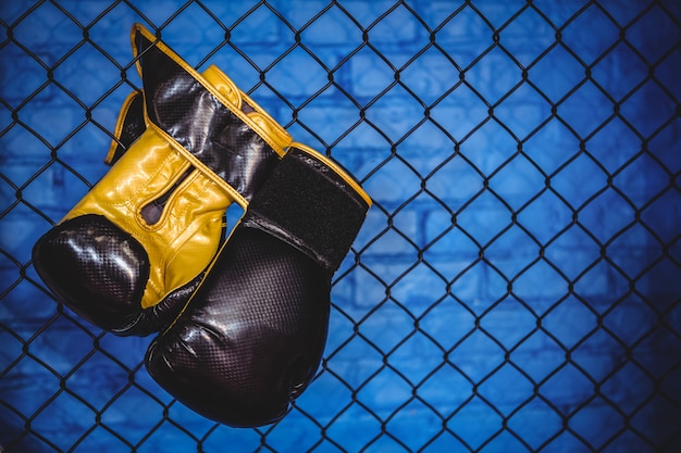 Rekawice przy klatce MMA