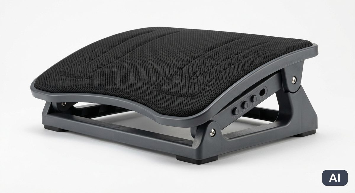 Podnóżek ergonomiczny pod biurko - wizualizacja AI