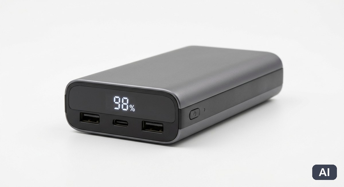 Powerbank z wyświetlaczem - wizualizacja AI