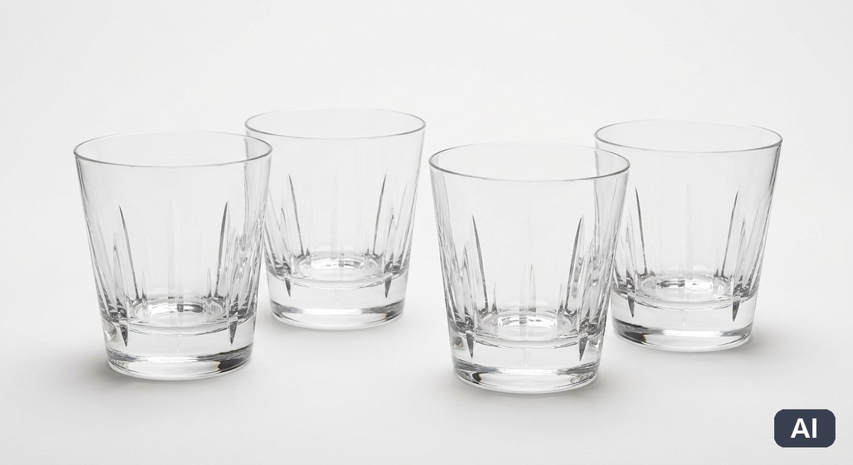Zestaw szklanek do whisky - wizualizacja AI